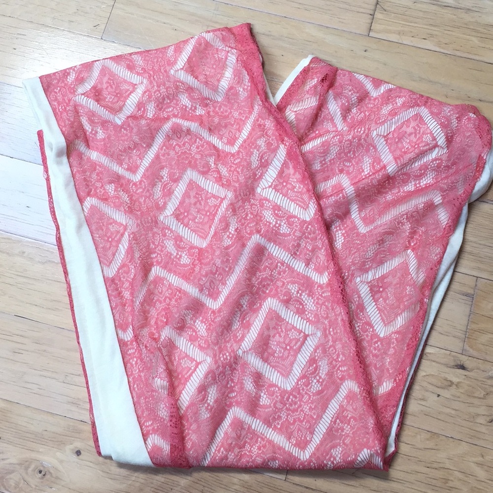 Coral lace infinity scarf